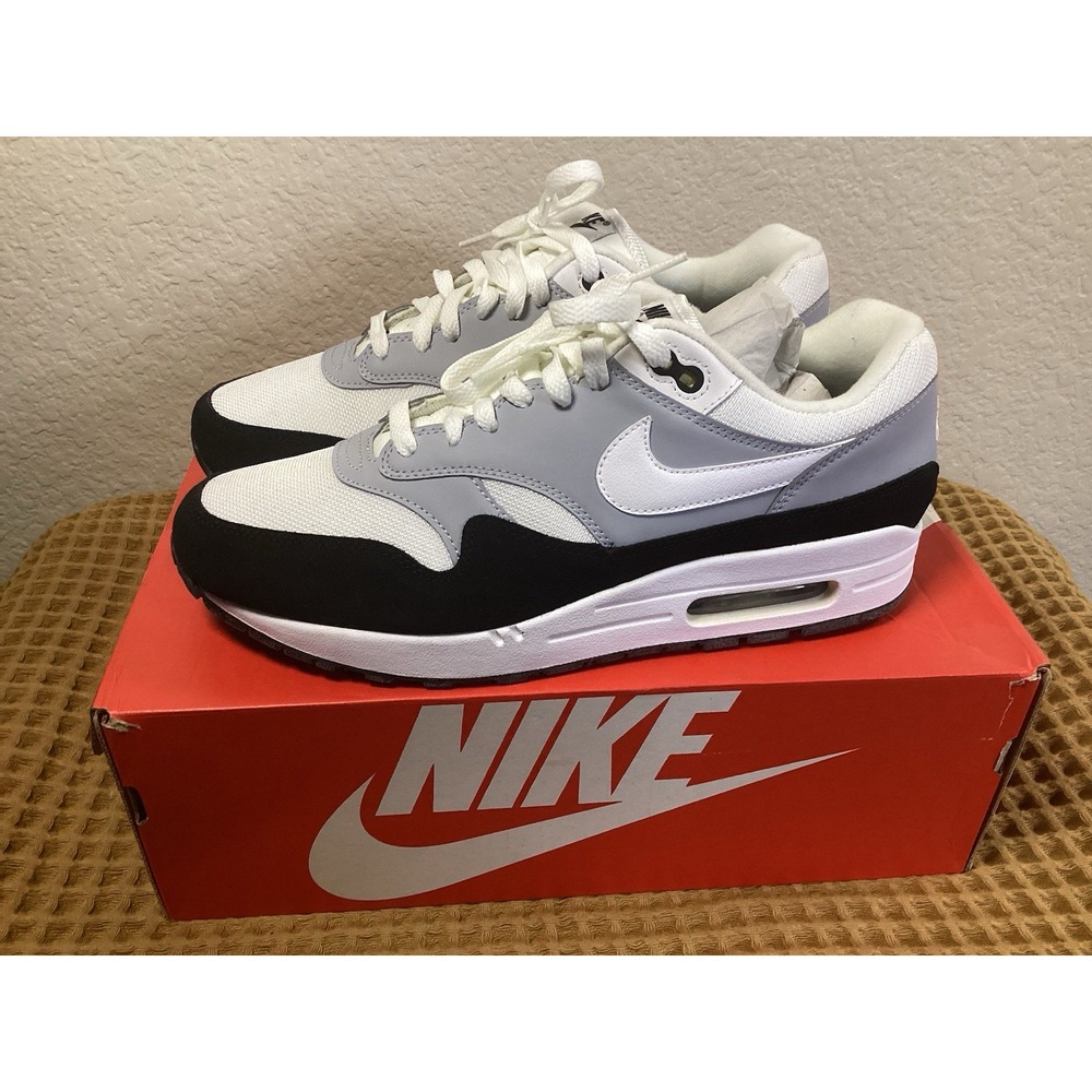Nike Air Max 1 Mens Sz 9.5 Wolf Grey Black 100% Authentic Sneakers AH8145-003